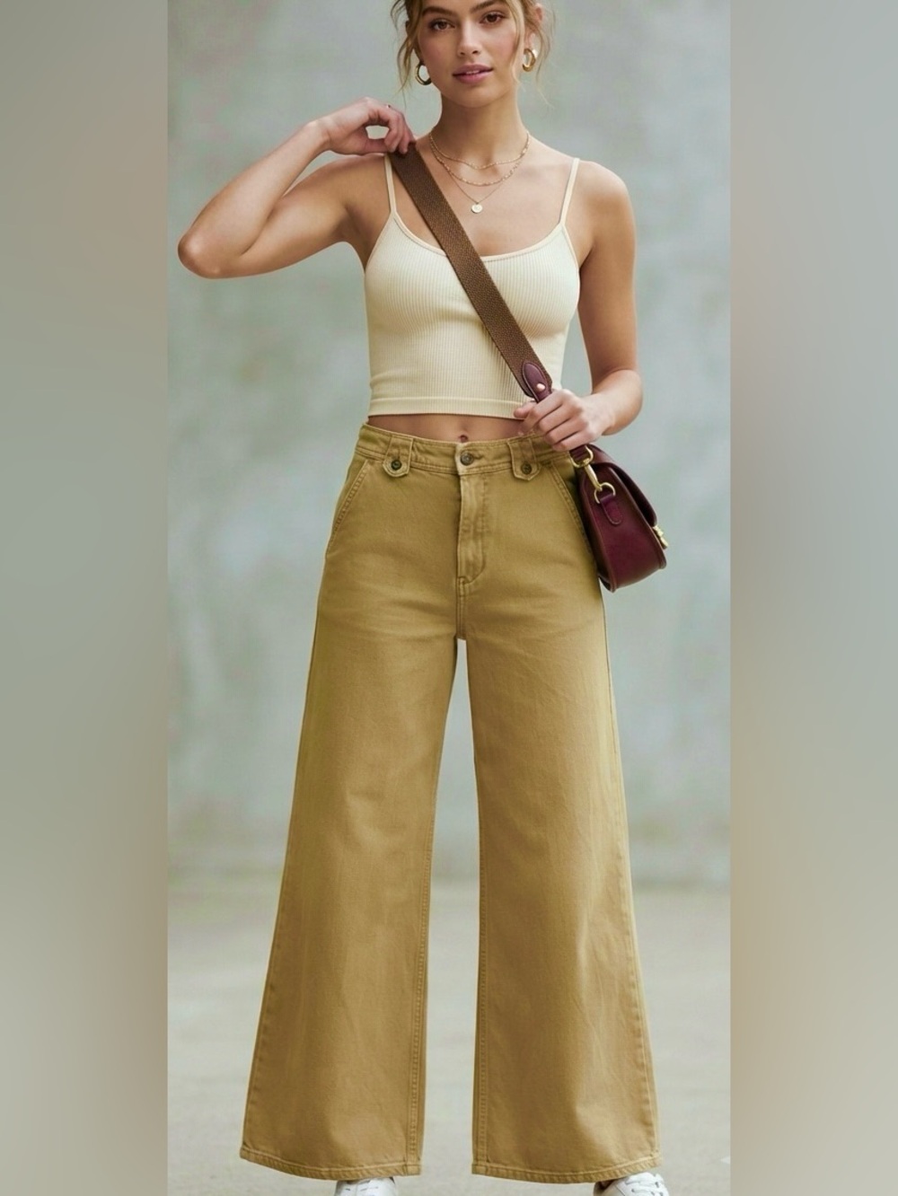 Anthropologie Wide-Leg Pants in Mustard
